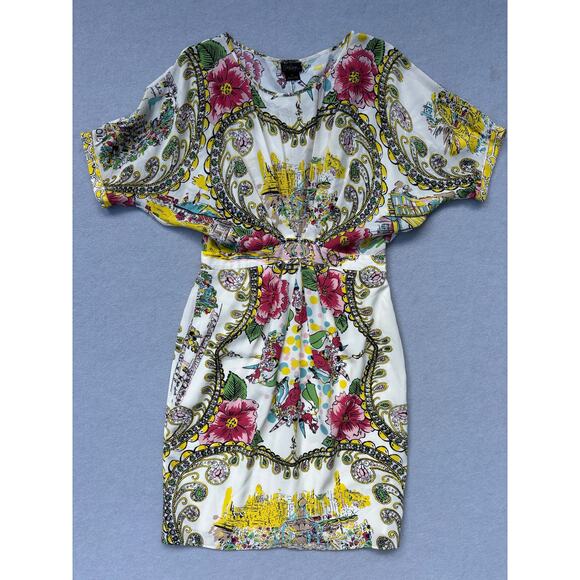 Anthropologie Collette Dinnigan Scenic‎ 100% Silk Dress size 0 EUC floral shift - Picture 1 of 8